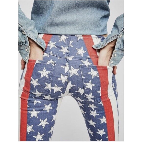 Free People We The Free Stars And Stripes Flare Jeans Sz 26. - Picture 5 of 16
